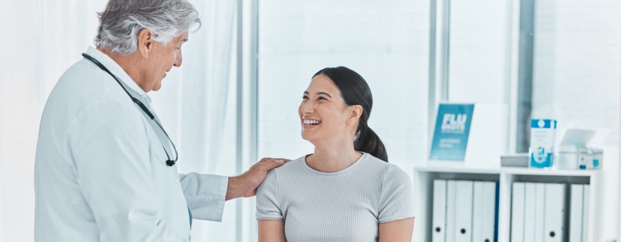 Patient and doctor at a private hospital in london.